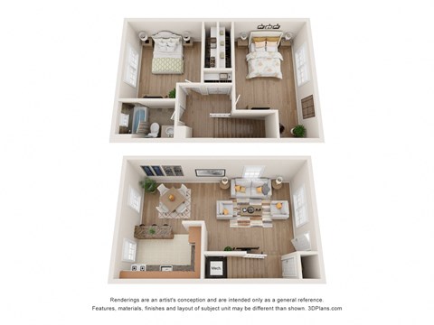 2 Bed 1 Bath 1,140 Sq.Ft. Deluxe Floor Plan at Nottingham Manor Apartments, Montvale